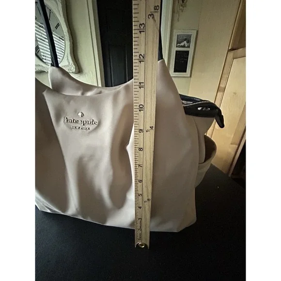 Large Kate Spade Diaper Bag Tan/pink Nylon Easy Wipe Down Shoulder Strap Clean - Picture 13 of 15